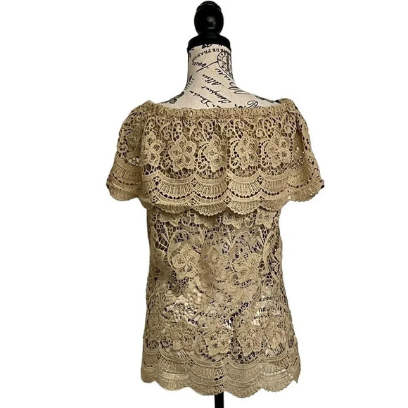 Koko Ailis Womens Brown Crochet Sheet Off The Shoulder Swim Cover Vintage 1XL - Picture 4 of 8